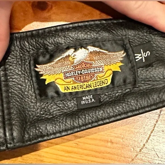 Harley-Davidson women’s black leather riding chaps, size s - Picture 6 of 7